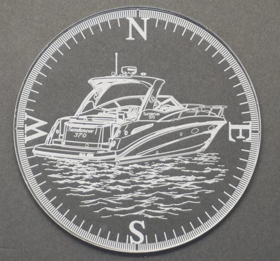 Sea Ray Sundancer Coaster | Compass Rose Engraved Acrylic Yacht Accessory
